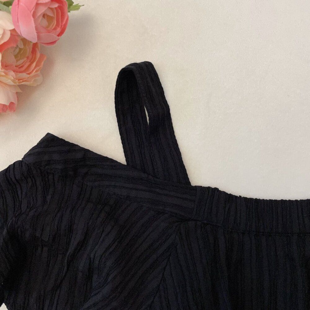 Black Ruffled One-Shoulder Top - Picture 2 of 3